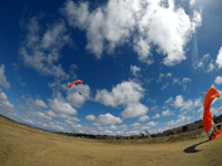 My videographer films me and my tandem instructor as we come in for a landing at the drop zone...on October 4, 2018.