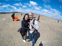 Posing with my fellow tandem skydiver at the drop zone in Oceanside...on October 4, 2018.