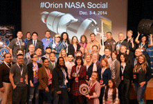 A group photo of all the Orion NASA Social attendees inside JPL's Von Karman Auditorium...on December 3, 2014.