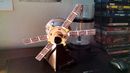 An Orion paper model that I received during the NASA Social...on display at home.