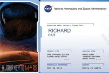 My 'boarding pass' for the Orion EFT-1 mission
