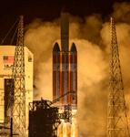 A Delta IV Heavy rocket carrying NASA's Parker Solar Probe launches from Cape Canaveral Air Force Station in Florida...on August 12, 2018