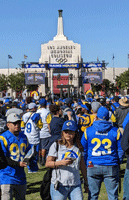 At the Los Angeles Rams' championship parade and rally after they won Super Bowl LVI.