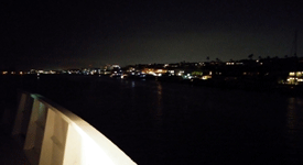 A snapshot of Newport Beach Harbor as the ENDLESS DREAMS sails through it at night...on October 6, 2018.