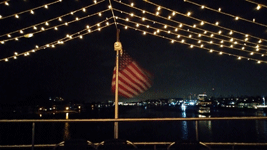 Another snapshot of the American flag waving behind the observation deck of ENDLESS DREAMS...on October 6, 2018.