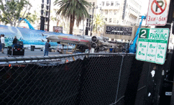 The full-size X-Wing model is prepped on Hollywood Boulevard for the ROGUE ONE: A STAR WARS STORY premiere...on December 8, 2016.