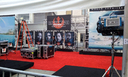 The red carpet tent for the ROGUE ONE: A STAR WARS STORY premiere is prepped on Hollywood Boulevard and Vine Street...on December 8, 2016.