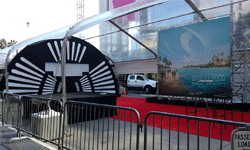 The red carpet tent for the ROGUE ONE: A STAR WARS STORY premiere is prepped on Hollywood Boulevard and Vine Street...on December 8, 2016.