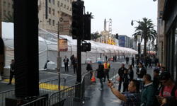 The ROGUE ONE red carpet tent extends a few blocks down Hollywood Boulevard...on December 10, 2016.