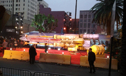 The full-size X-Wing model is displayed near the ROGUE ONE red carpet tent...on December 10, 2016.