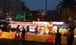 The Death Troopers and Shoretroopers head back into the ROGUE ONE red carpet tent on December 10, 2016.