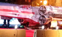 A close-up of the full-size X-Wing model on Hollywood Boulevard...on December 10, 2016.
