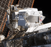 An image of the Alpha Magnetic Spectrometer, after it was delivered to the ISS by space shuttle Endeavour on STS-134