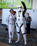 Two cosplayers pose for the camera at Star Wars Celebration in the Anaheim Convention Center...on April 16, 2015.