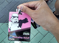 My badge for Day 1 at Star Wars Celebration in the Anaheim Convention Center...on April 16, 2015.