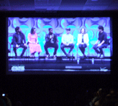 THE FORCE AWAKENS cast members Oscar Isaac, Daisy Ridley and John Boyega make an appearance at Star Wars Celebration in the Anaheim Convention Center...on April 16, 2015.