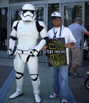 Posing with a First Order stormtrooper from THE FORCE AWAKENS at Star Wars Celebration in Anaheim...on April 16, 2015.
