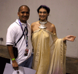 Posing with the Queen Amidala cosplayer at Star Wars Celebration in the Anaheim Convention Center...on April 16, 2015.