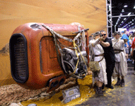 A fan-made version of the landspeeder used by Rey (Daisy Ridley) in THE FORCE AWAKENS on display at Star Wars Celebration...on April 16, 2015.