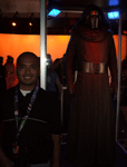 Posing with the outfit worn by Kylo Ren in THE FORCE AWAKENS...at Star Wars Celebration on April 17, 2015.