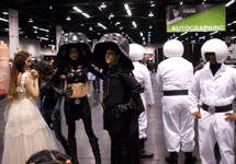 Fans dressed as Dark Helmet and his minions from SPACEBALLS invade Star Wars Celebration in Anaheim...on April 17, 2015.