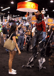 A fan talks to another fan dressed as post-PHANTOM MENACE Darth Maul at Star Wars Celebration in Anaheim...on April 16, 2015.