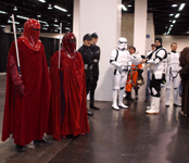 An Imperial garrison greets new arrivals at Star Wars Celebration in the Anaheim Convention Center...on April 17, 2015.