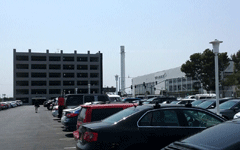 The Falcon 9 as seen from the Lowe's parking lot located right across the street from SpaceX Headquarters...on August 25, 2016.