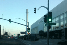 Driving past the Falcon 9 and SpaceX Headquarters on September 11, 2016.