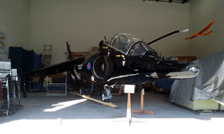 A British Aerospace Harrier T.4 jump jet on display at the Western Museum of Flight in Torrance, CA...on November 23, 2016.