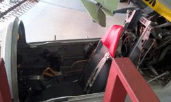A close-up of the F-5A Freedom Fighter's cockpit.