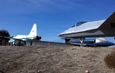 The YF-23 Gray Ghost, T-38 Talon and A-4A Skyhawk on display at the Western Museum of Flight in Torrance, CA...on November 23, 2016.