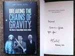 My signed copy of 'Breaking the Chains of Gravity'...a book written by Amy Shira Teitel, a space journalist-turned-author.