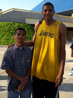 Posing with then-rookie Brian Cook after a Lakers summer league game at Cal State Long Beach