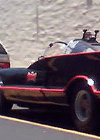 A left-hand view of the Batmobile as it lies parked outside Stage 26...where the TV show THE INSIDER is taped