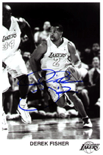 Another autographed pic by Laker point guard Derek Fisher.