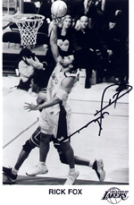 An autographed pic by Laker forward Rick Fox.
