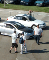 Import cars gather for a drag race