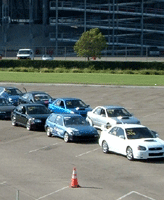 Import cars gather for a drag race