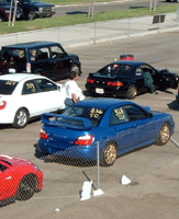 Import cars gather for a drag race