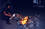 Bryan starts a campfire