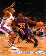 An autographed pic by Laker guard Kareem Rush.
