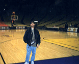 On the Los Angeles Lakers' basketball court.