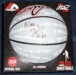 An autographed basketball by Laker legend Magic Johnson.