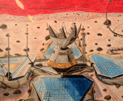 This drawing was made during the summer of 1997...around the same time NASA's Mars Pathfinder spacecraft touched down on the Red Planet.