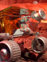 A model of the Sojourner rover...which was deployed at Mars by the Pathfinder spacecraft in July of 1997.