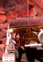 A model of the Sojourner rover...which was deployed at Mars by the Pathfinder spacecraft in July of 1997.