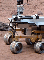 The test version of a Mars Exploration Rover being displayed before the public.