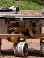 The test version of a Mars Exploration Rover being displayed before the public.