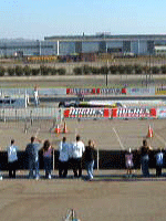 Video footage of the dragster racing down the track